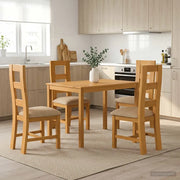 Set da pranzo 5 pz Beige Legno di Quercia Massello 3430248