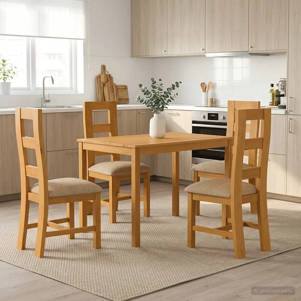 Set da pranzo 5 pz Beige Legno di Quercia Massello 3430248