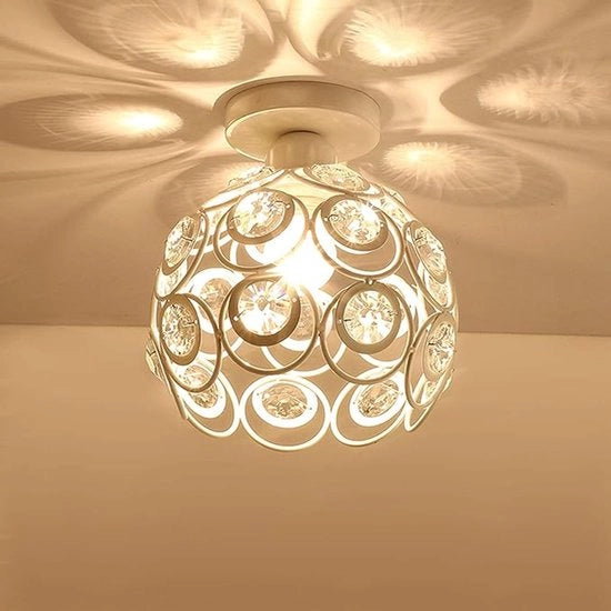 Mini lampada da soffitto, lampada da terra con cristalli, lampada da corridoio a mezza altezza, piccola lampada da parete metallica artigianale, adatta per corridoio, salotto, ingresso, passaggio, armadio e illuminazione interna.