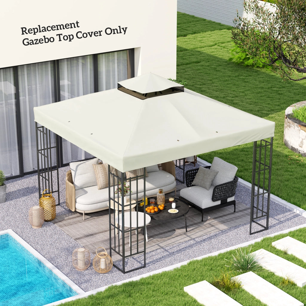 Copertura per Gazebo da Giardino 3x3 m UPF30+ a 2 Livelli in Poliestere Grigio Chiaro