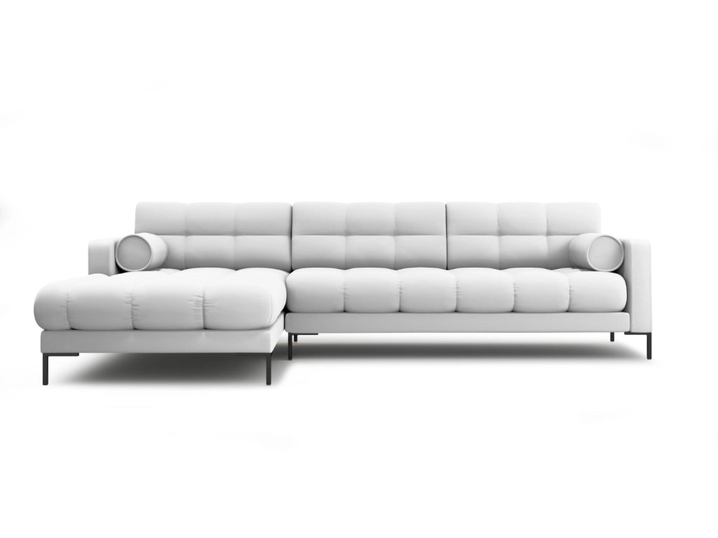 Cosmopolitan Design - Divano angolare sinistro "Bali" 5 posti in tessuto strutturato grigio chiaro 