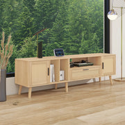 Mobile TV con Rattan ¨C MINIMAL ¨C 2 Ante, Cassetto, Legno Massello, 80 Pollici