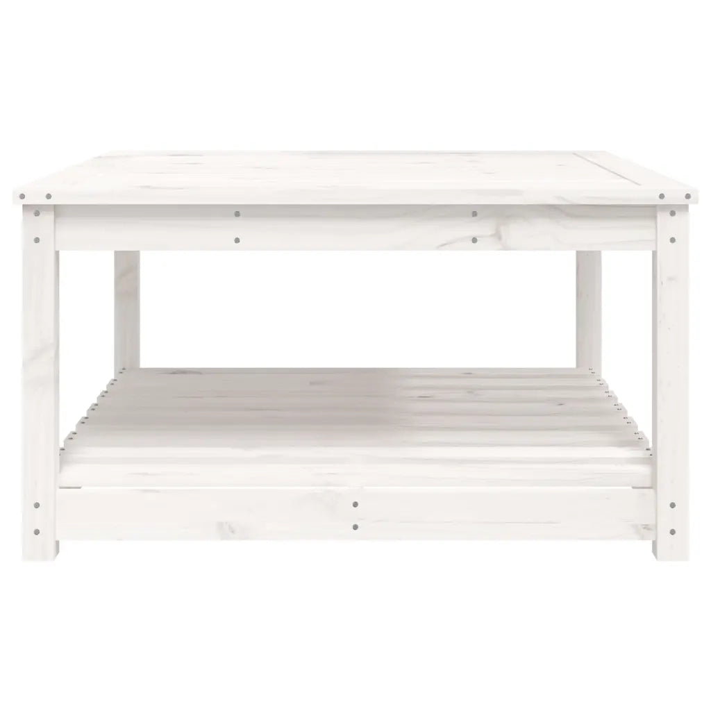 Tavolo da Giardino | Tavolino da esterno Bianco 82,5x82,5x45cm Legno Massello di Pino