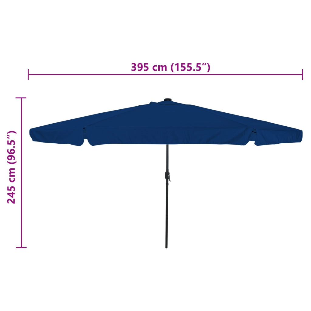 Parasol da Giardino  con Luci LED Ã˜395x245 cm Blu Azzurro