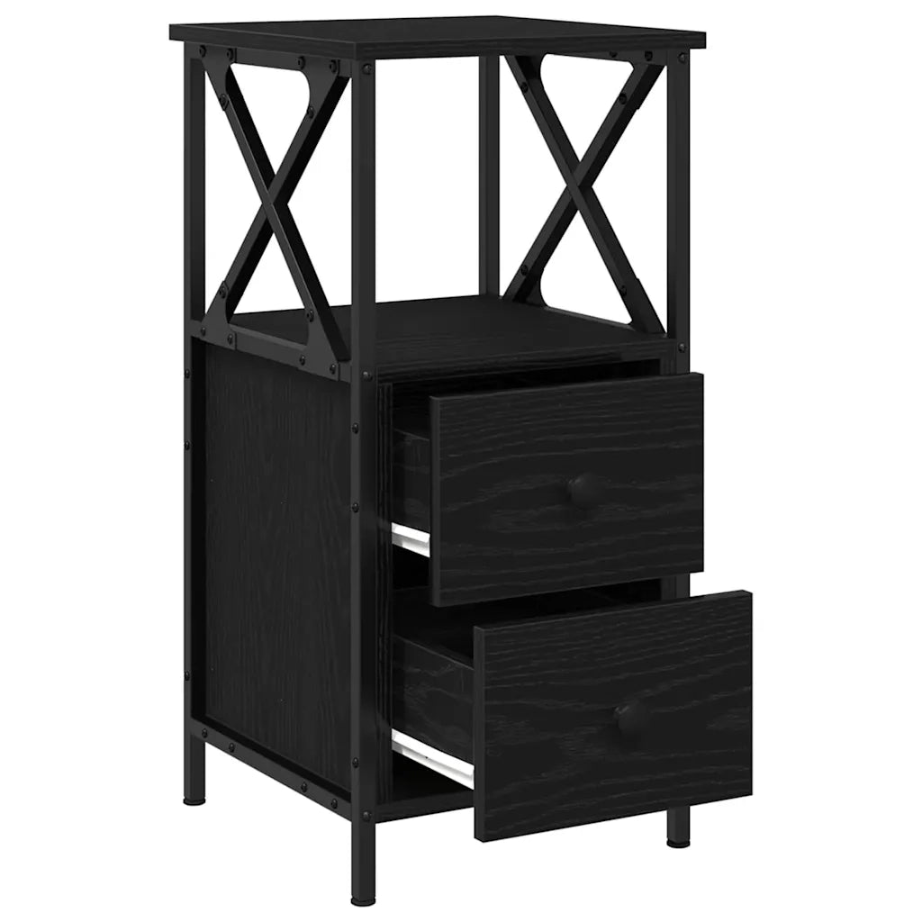 Set di 2 Comodini | Armadio da Notte | Mobiletto da notte Rovere Nero 34 x 35,5 x 70 cm