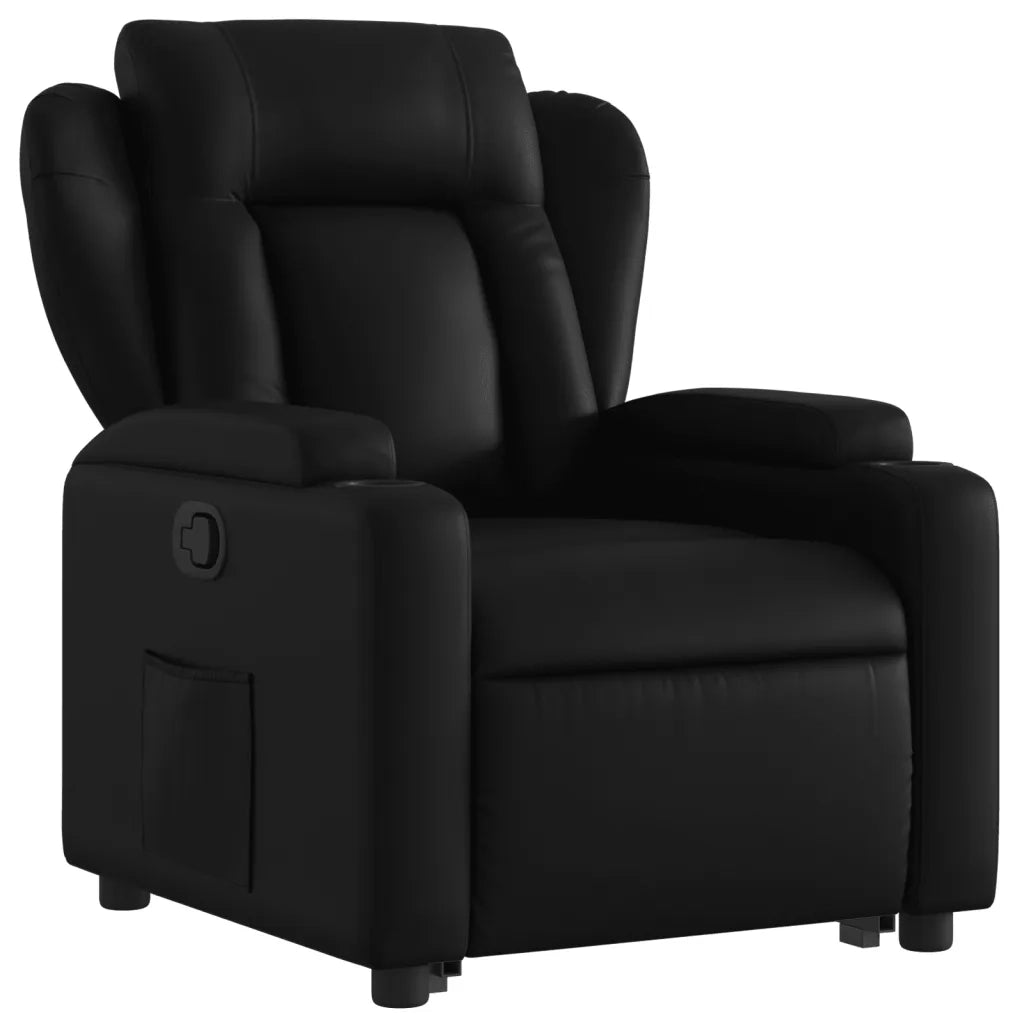 Poltrona Alzapersona Reclinabile Nera in Similpelle 3204544