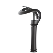 NAVIS |Rubinetto a cascata design bagno rubinetto bagno alto grigio titanio|Elegante  in acciaio inossidabile  per lavelli alti|miscelatore 2 attacchi