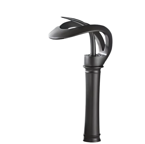 NAVIS |Rubinetto a cascata design bagno rubinetto bagno alto grigio titanio|Elegante  in acciaio inossidabile  per lavelli alti|miscelatore 2 attacchi