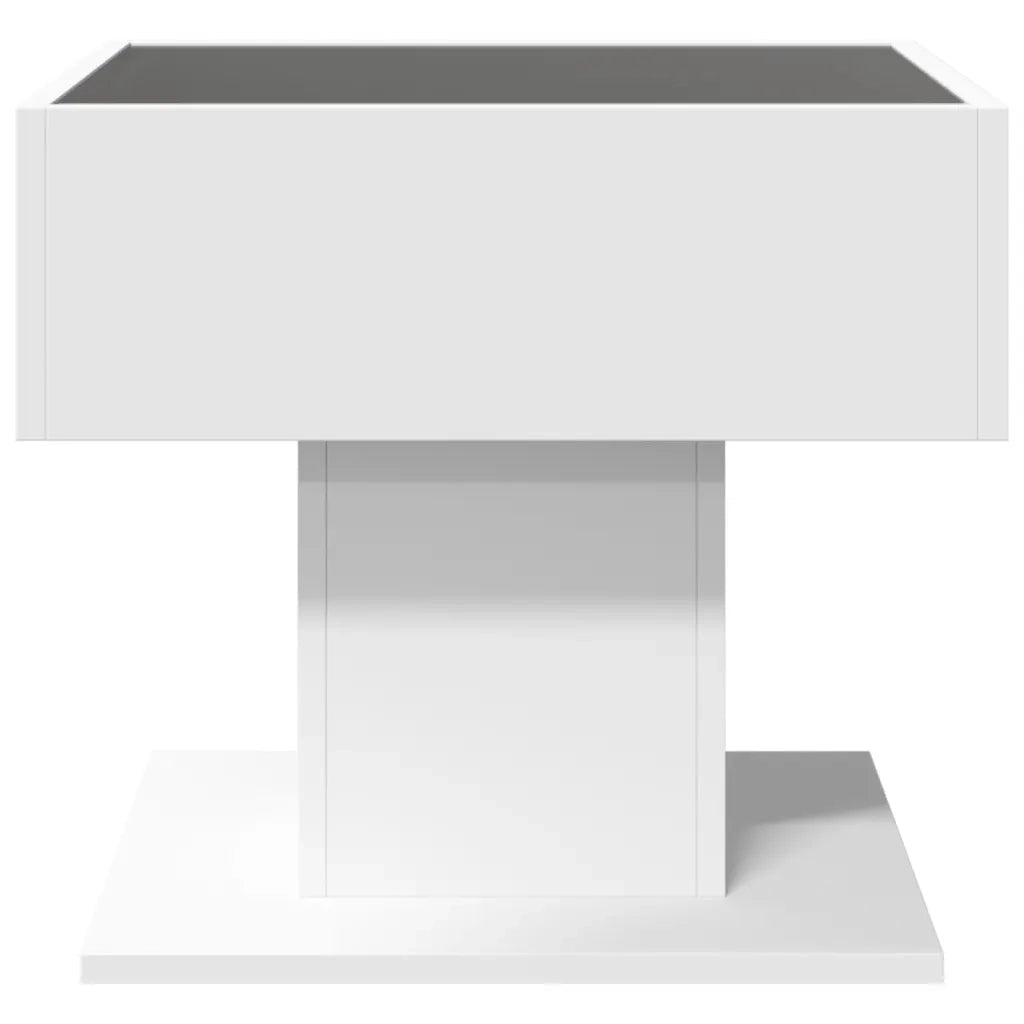 Tavolino Salotto con LED Bianco 50x50x45 cm Legno Multistrato