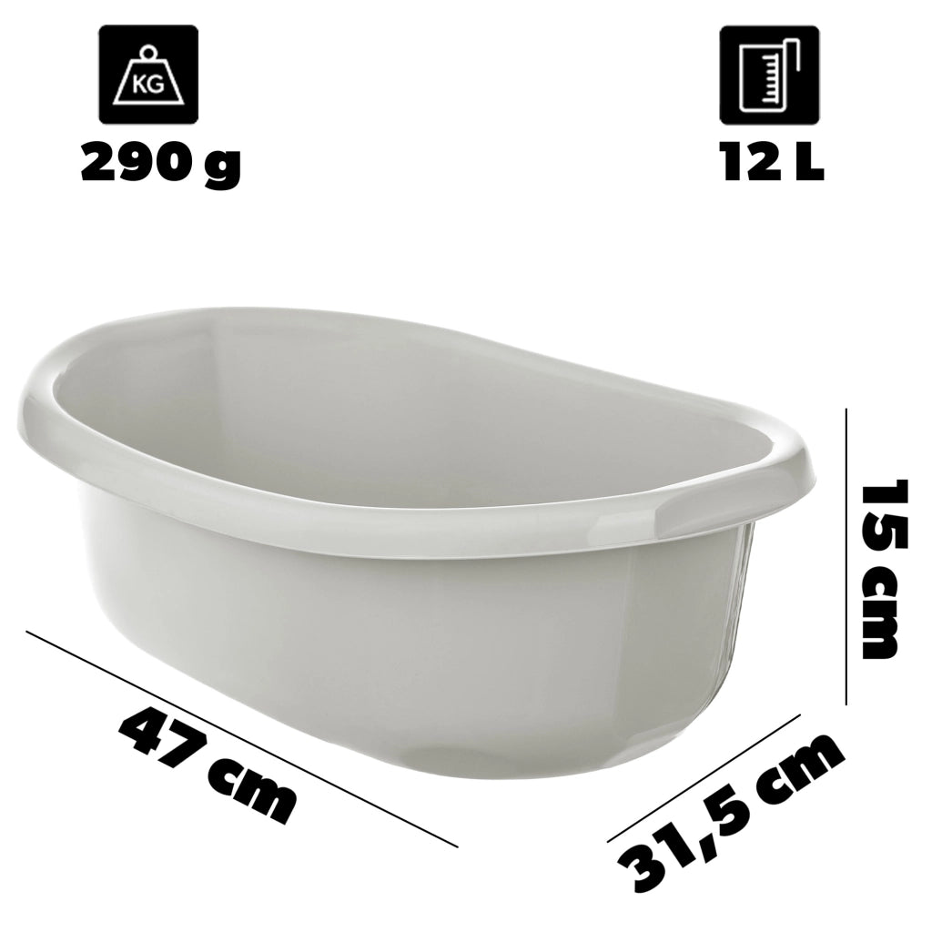 Bacinella in plastica KADAX da 12 litri, ovale, con manici