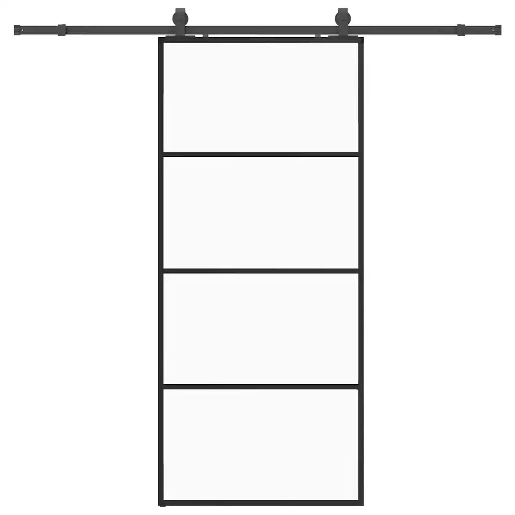 Porta Scorrevole con Ferramenta Nera 90x205 cm in Vetro ESG 3375938