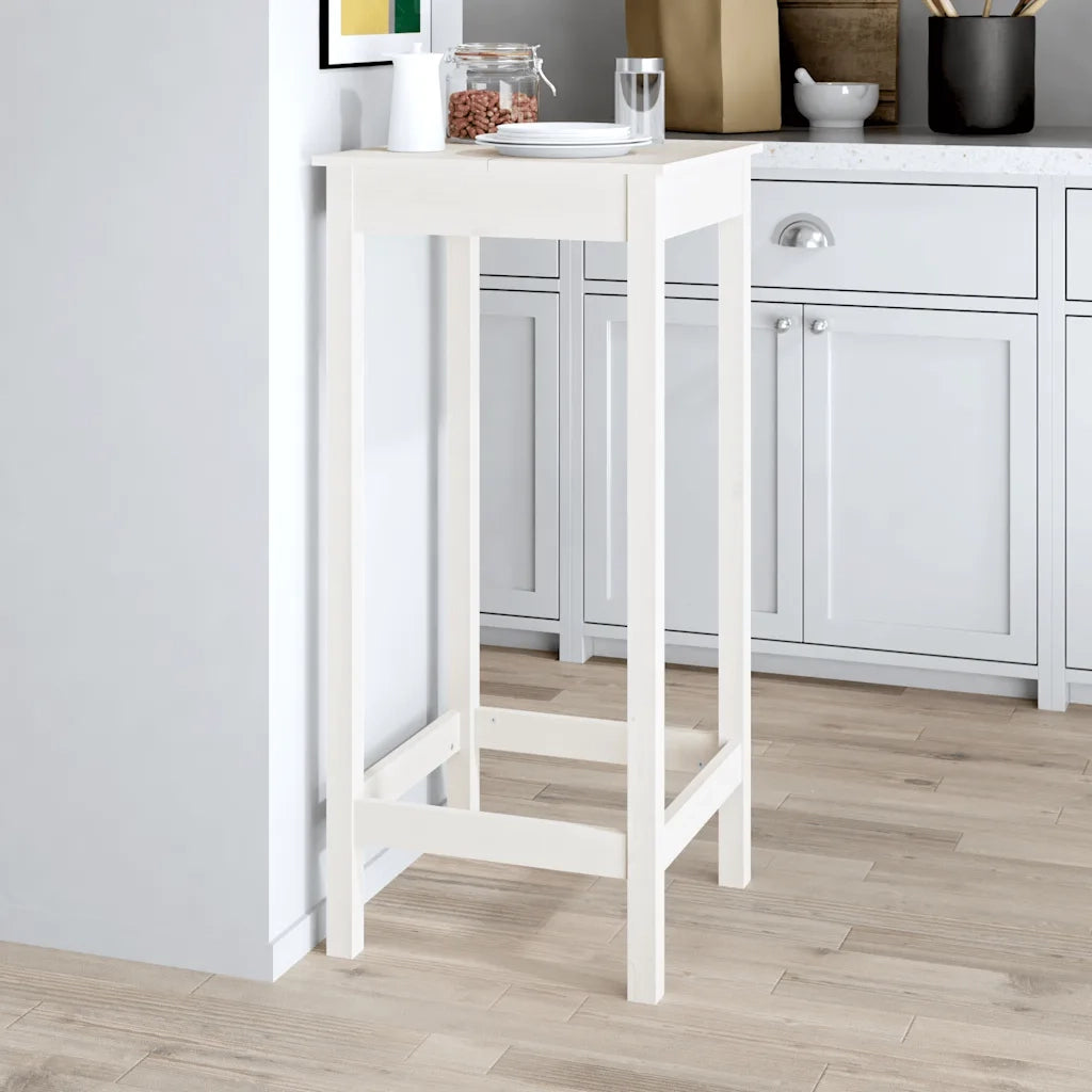 Tavolo da Bar Bianco 50x50x110 cm in Legno Massello di Pino 833264