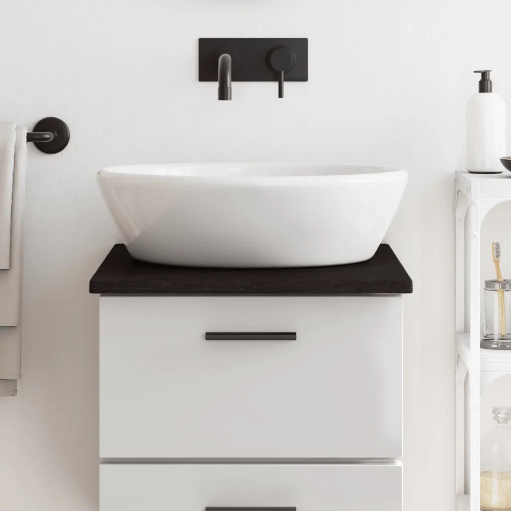 Piano Bagno Marrone Scuro 40x50x2 cm Legno Massello Trattato 3156191