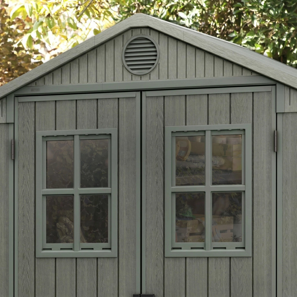 Darwin 6x8 - Casetta da Giardino 190x221x244 2 cm 2 Ante per deposito attrezzi finitura effetto le - gno Evotech+ in Resina Verde