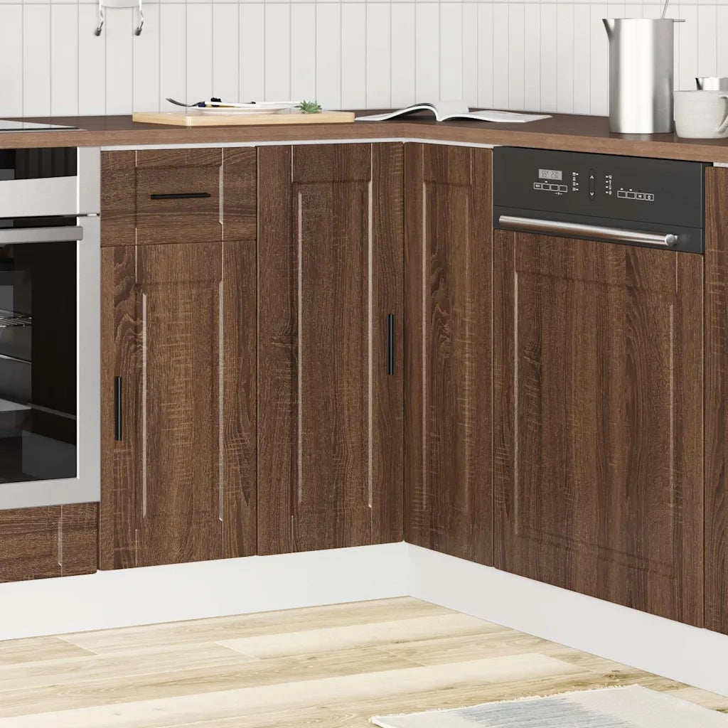 Base ad Angolo Cucina-Mobile Angolare da Cucina Porto Rovere Marrone in Legno Multistrato