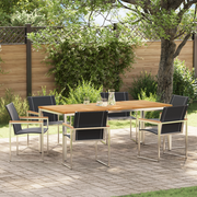 Set da Pranzo Giardino 7 Pezzi in Legno Massello di Acacia