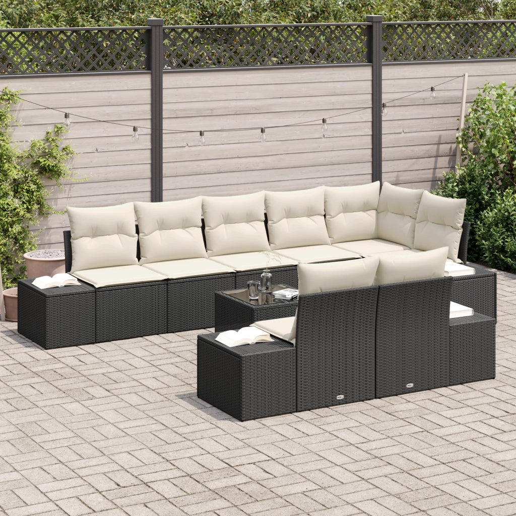 Set di divani da giardino a 8 pezzi con cuscini Rattan Polyrattan marrone