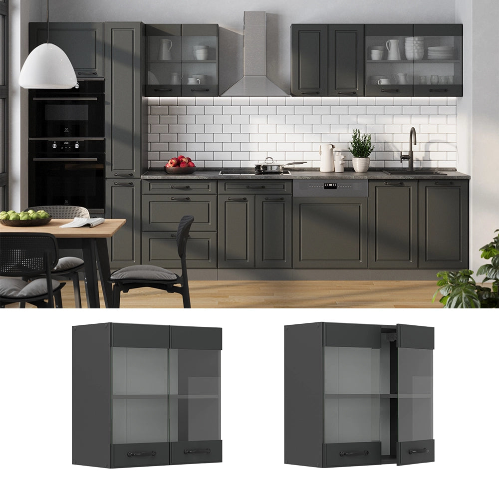 Vicco Mobile da cucina in vetro Antracite casa di campagna 60 cm