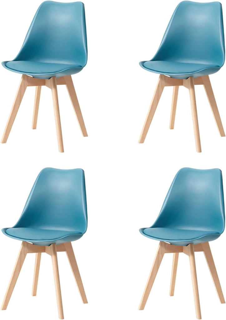 GrandCA HOME Set di 4 Sedie Imbottite per Sala da Pranzo Con Gambe in Legno Massello di Faggio, Adatte per Sala da Pranzo, Soggiorno, Cucina, Camera da Letto, Cachi