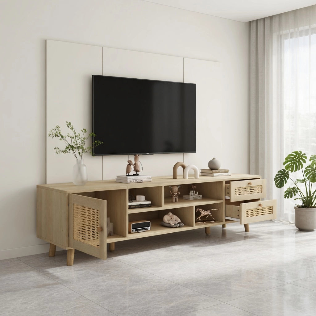 Cassettiera per TV in truciolare color rovere 160 cm