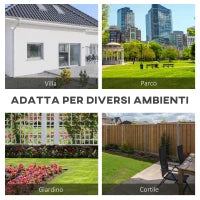 Panchina da Esterno a 2 Posti , Panchina da Giardino con Tavolino Estensibile in Metallo 150 x 53 x 95 cm Nero