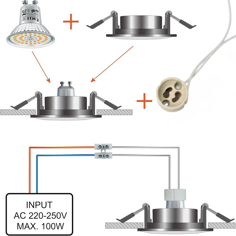 Portalampada attacco gu10 e gz10 connettore base per lampada alogena faeg fg24104