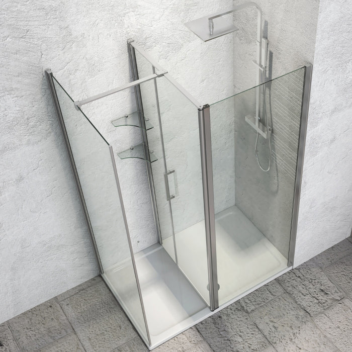Ogomondo walk-in doccia angolare con porta battente e lati fissi 8 mm *** confezione 1