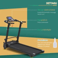 Tapis Roulant Elettrico Pieghevole Salvaspazio, Velocità 14km/h, Monitor LCD 5 Programmi e Presa USB, per Casa e Ufficio, Motore 750W, Nero