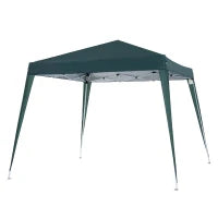 Gazebo Pieghevole da Giardino 2.4x2.4m con Struttura in Acciaio e Corde Antivento, Verde