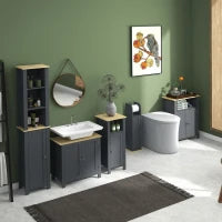 kleankin Mobiletto Bagno a 3 Ripiani in MDF e Truciolato con Ripiano Interno Regolabile, 60x30x80.5 cm