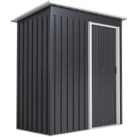 Capanno da Giardino 1.16m² con Tetto Inclinato e Porta Scorrevole, Casetta Attrezzi Giardino in Acciaio Zincato, 163x89x182 cm, Nero