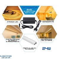 Alimentatore optonica 6101 24w 12v 2a per strisce led interno ip20