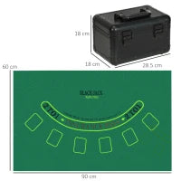 Set Poker con 600 Fiches per 12 Giocatori con Valigetta, 2 Mazzi di Carte e Tappetino, Nero