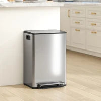 Pattumiera da 50 L a pedale, con secchio estraibile e chiusura soft, 41,7x36,6x62 cm, Argento