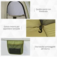 Tenda da Campeggio 2 Posti Pop Up con Porta a Cerniera e 3 Finestre, 240x240x199 cm, Verde