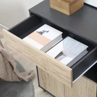 Carrello da Cucina Multiuso con Cassetto, Armadietto e Scaffale, 80x39x86.5cm, Legno e Nero