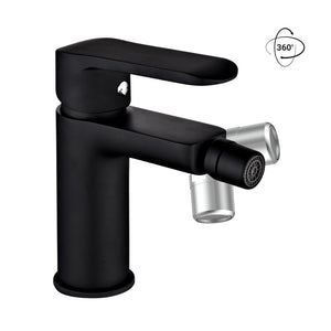 Coppia di miscelatore rubinetto bidet e miscelatore lavabo linea puma nero opaco
