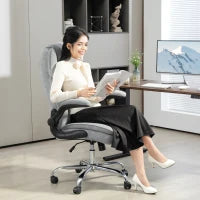 Sedia da ufficio ergonomica, altezza regolabile, braccioli ribaltabili, 70 x 70 x 114-122 cm, grigio