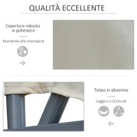 Tenda Frangivista a Ventaglio Salvaspazio e Richiudibile in Alluminio e Poliestere, 140x10x140cm Bianco Crema