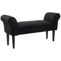 Panca Fondo Letto Imbottita con Braccioli Arrotolati, 102x35x51cm, Nero