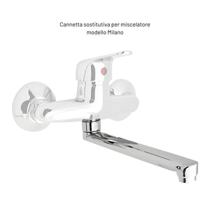 Canna dritta in ottone cromato per miscelatore a muro modello milano *** confezione 1