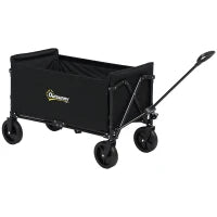 Carrello da Giardino da 120L Pieghevole con Pannello Apribile, in Acciaio e Poliestere, 90x48x62 cm, Nero