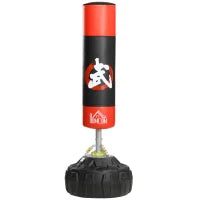 Sacco da Boxe da Terra Adulti, 180 cm Sacco Boxe da Terra con 10 Ventose, Sacchi da Kickboxing per Muay Thai MMA Allenamento Fitness, per Casa Palestra Home Gym, Nero e Rosso