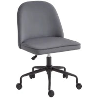 Sedia da Ufficio con Altezza Regolabile e Funzione Dondolo, Rivestimento in Tessuto Vellutato, Grigio