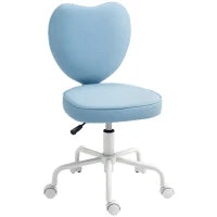 HOMCOM Sedia per Scrivania a Cuore con 5 Rotelle e Altezza Regolabile in Tessuto, 40x50x79-89cm, Azzurro
