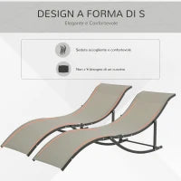 Set 2 Sdraio da Giardino Pieghevoli, Lettino Prendisole in Alluminio e Textilene, 61x165x63cm