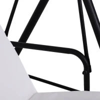 Dondolo da Giardino 3 Posti con Tetto Inclinabile, Cuscini per la Seduta e Schienale, Acciaio e Poliestere, 1,72L x 1,1l x 1,52H m, Bianco