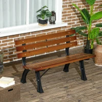 Bancone da Giardino a 2 Posti in Alluminio e Doghe in Legno, 120L x 57l x 70H cm, Marrone