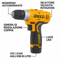 Trapano avvitatore a batteria 12v incluse 2 batterie valigetta indicatore led