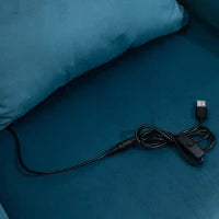 Sedia da Ufficio in Velluto con Funzione Massaggio e Cuscino Lombare Integrato, Altezza Regolabile, Girevole a 360°, Blu